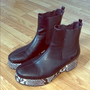 UO Snakeskin Platform Chelsea Boots